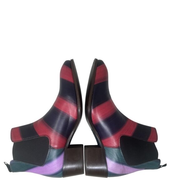 Rare John Fluevog Cairo 2.0 Striped Chelsea Ankle Boots Size 8 Boho Art to Wear - Picture 5 of 12